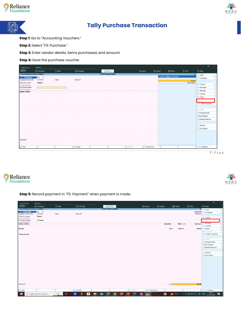 Tally Purchase Transaction | PDF