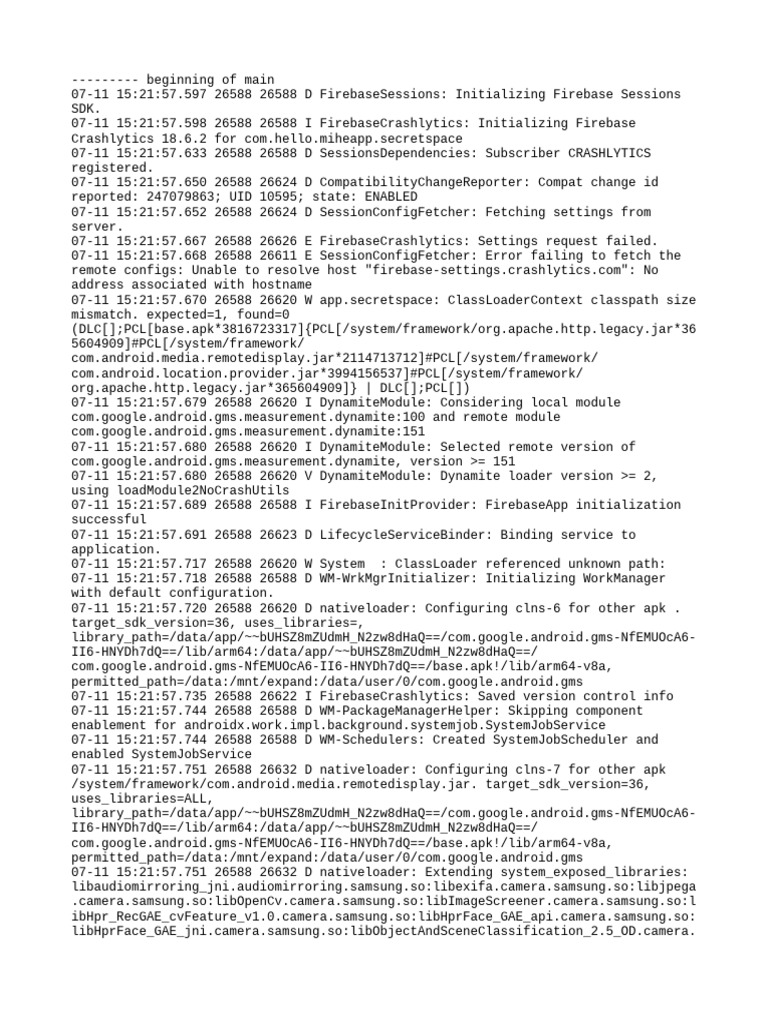 Com - Hello.miheapp - Secretspace Logcat | PDF | Mobile App | Software