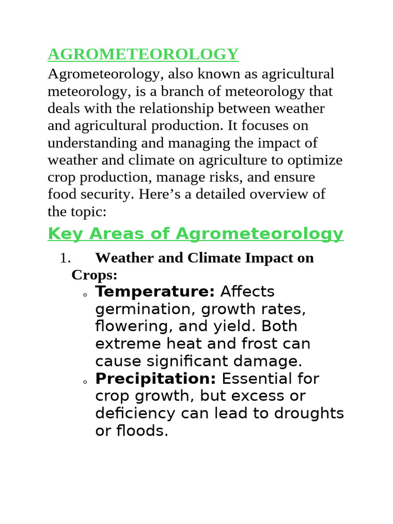Understanding Agrometeorology Basics | PDF | Agriculture | Weather