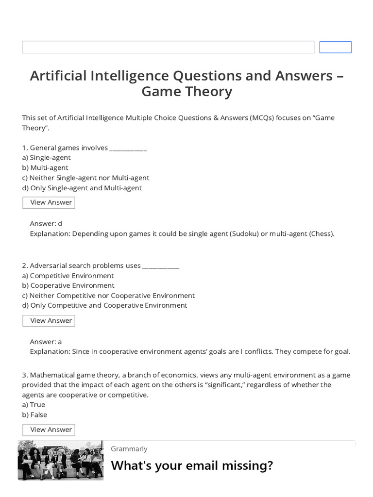 Game Theory in Artificial Intelligence | PDF | Applied Mathematics ...