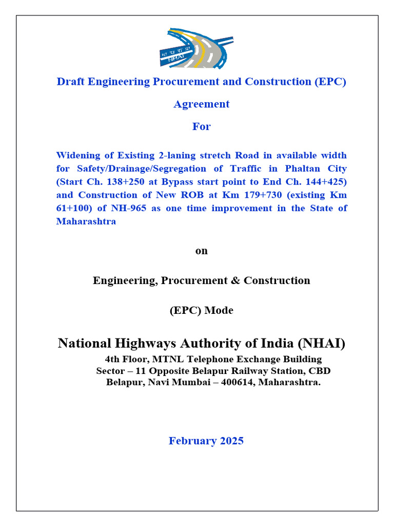 EPC Agreement for Road Widening in Maharashtra | PDF | Breach Of ...