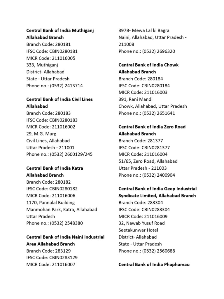 Allahabad Bank and Branch IFSC Codes | PDF | Companies Of Asia ...