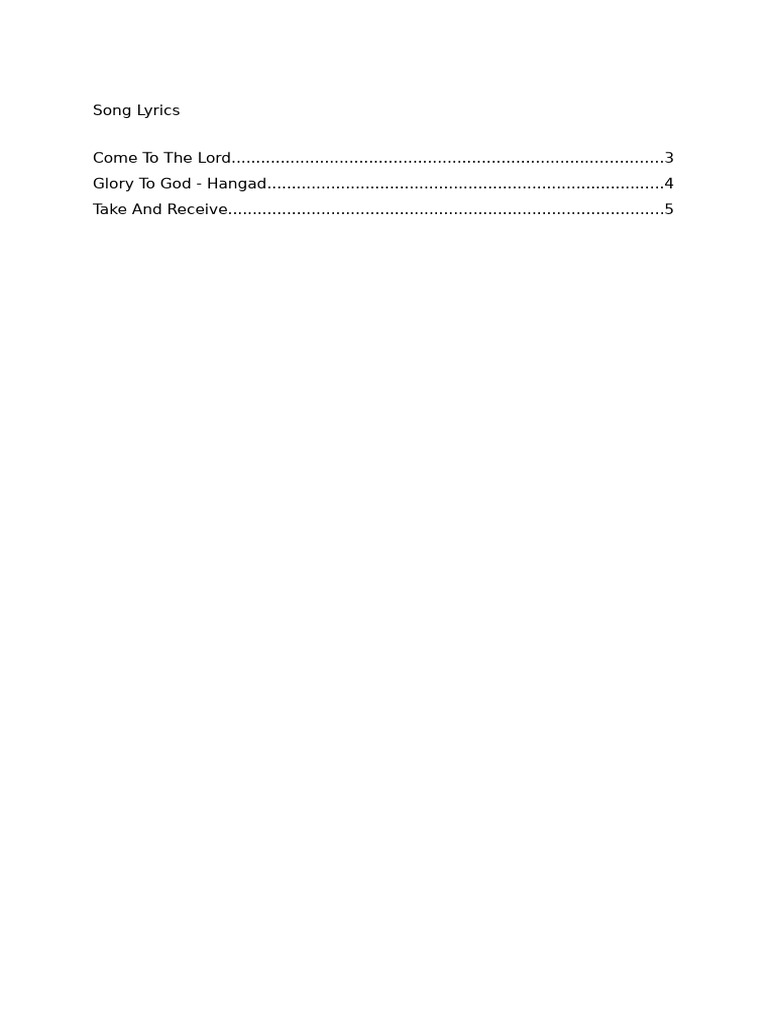 Gospel Song Lyrics Collection | PDF