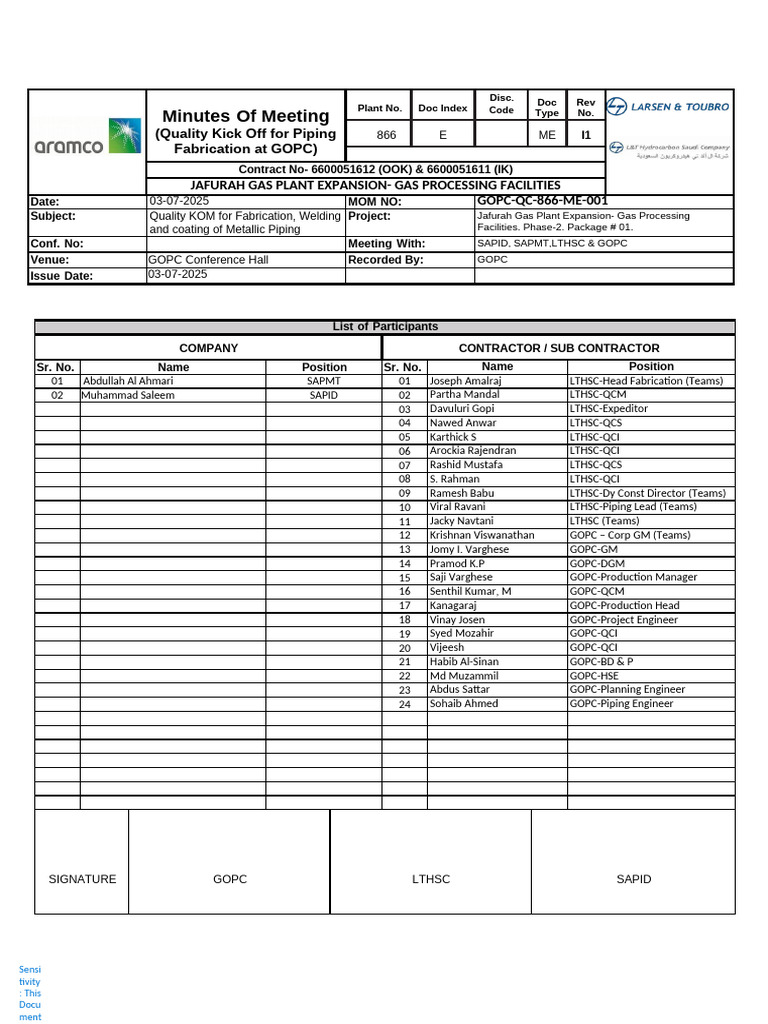 QC 866 Gopc 0001 Mom Quality Kick Off 1 | PDF