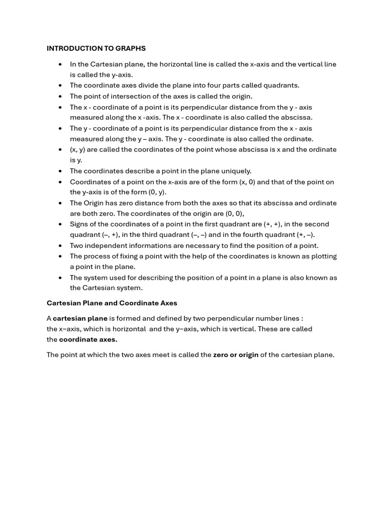 Introduction To Graphs Notes | PDF | Cartesian Coordinate System ...