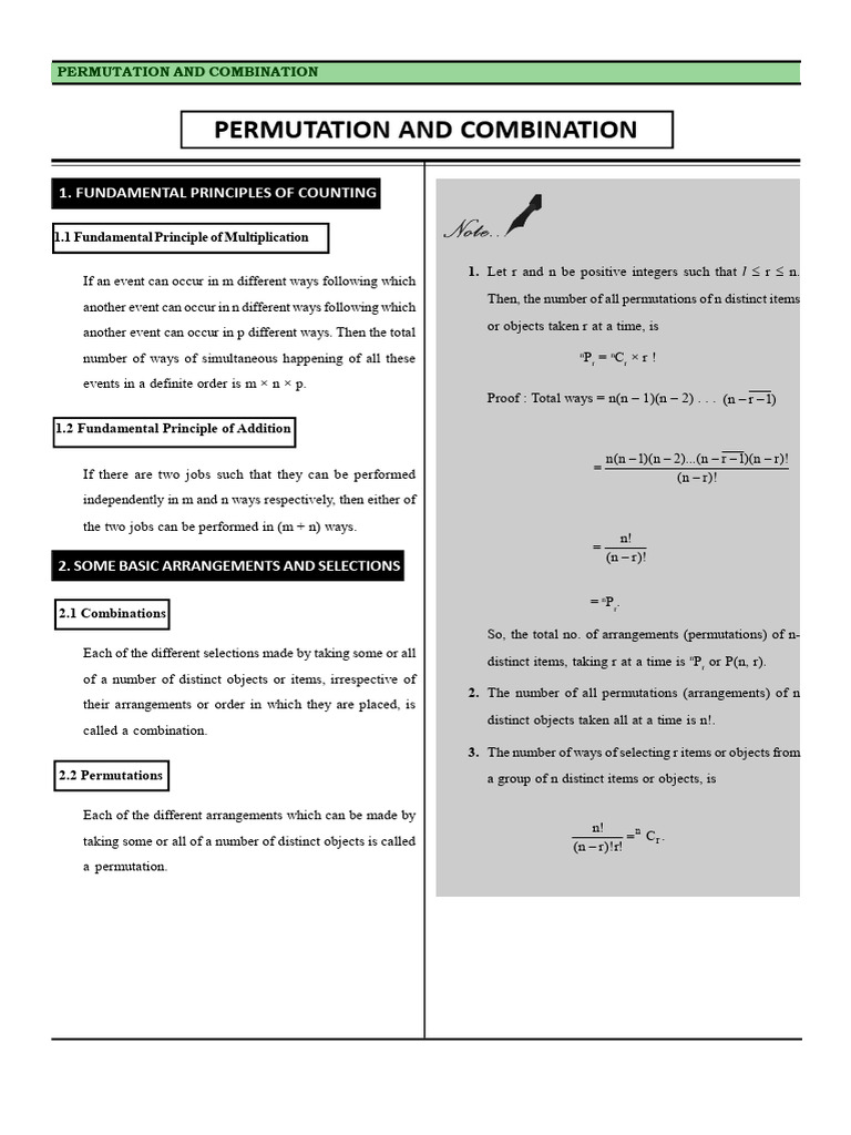 Counting Principles: Permutations & Combinations | PDF | Line (Geometry ...
