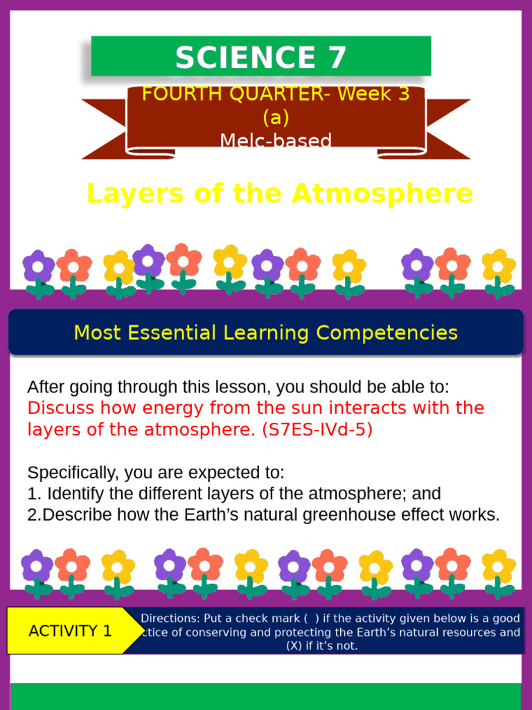 Science7 - Week 3 (A) 4th Quarter | PDF | Atmosphere Of Earth | Atmosphere