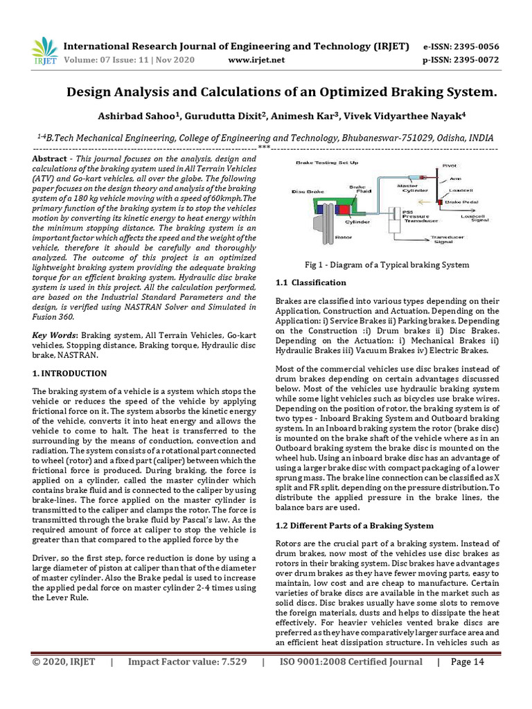 Optimized Braking System Design Analysis | PDF | Brake | Friction
