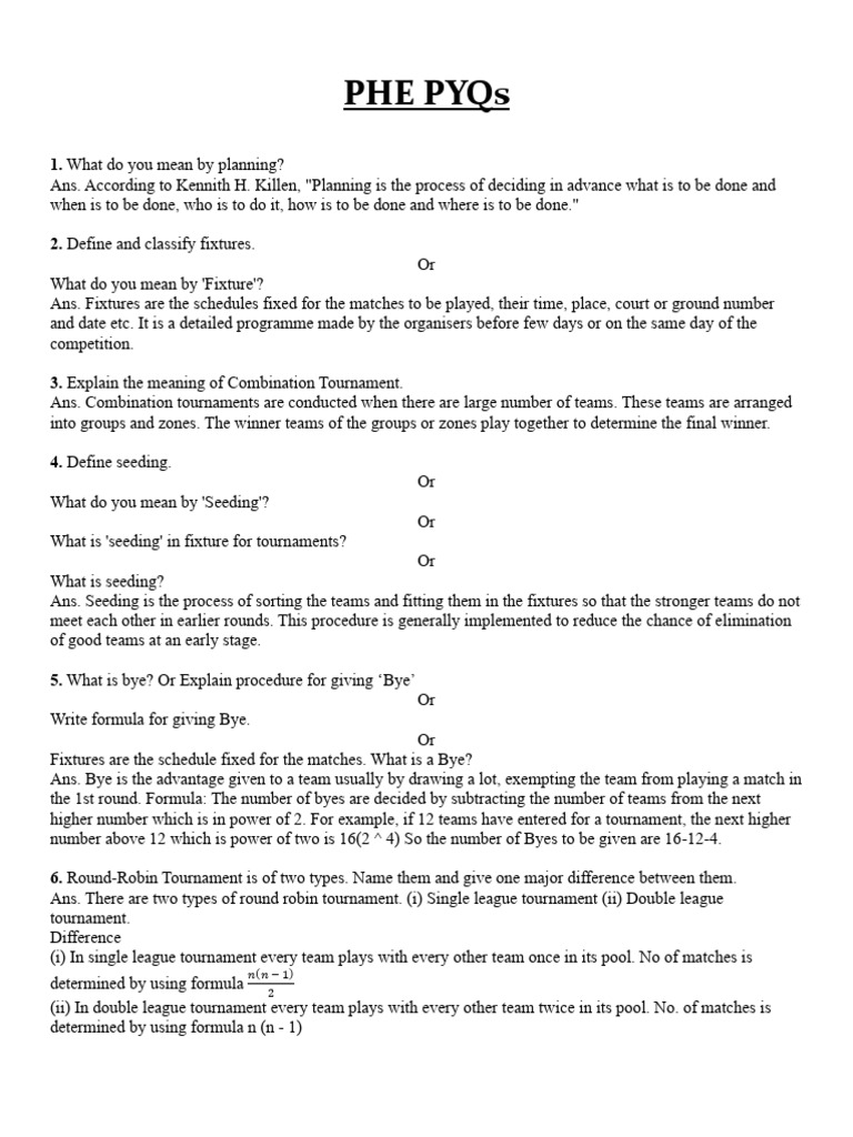 Sports Tournament Planning and Formats | PDF | Tournament | Sports