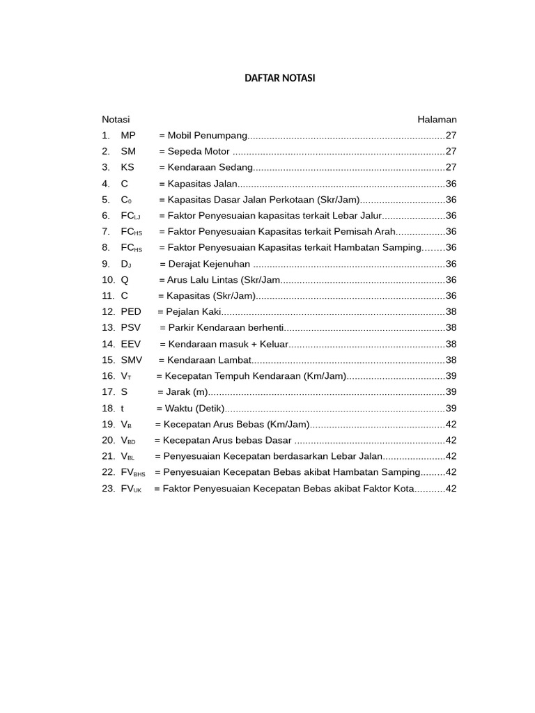 Daftar Notasi | PDF