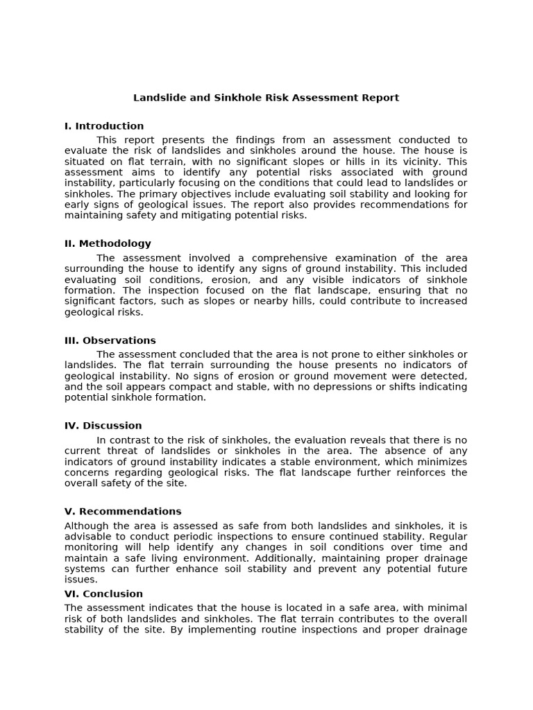 Landslide & Sinkhole Risk Assessment | PDF | Landslide | Risk