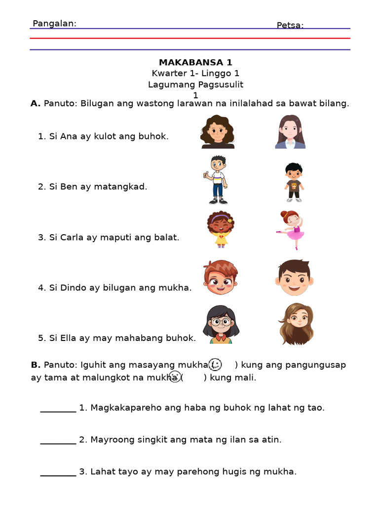 MAKABANSA 1 - Q1 - Week 1 - Summative Test | PDF