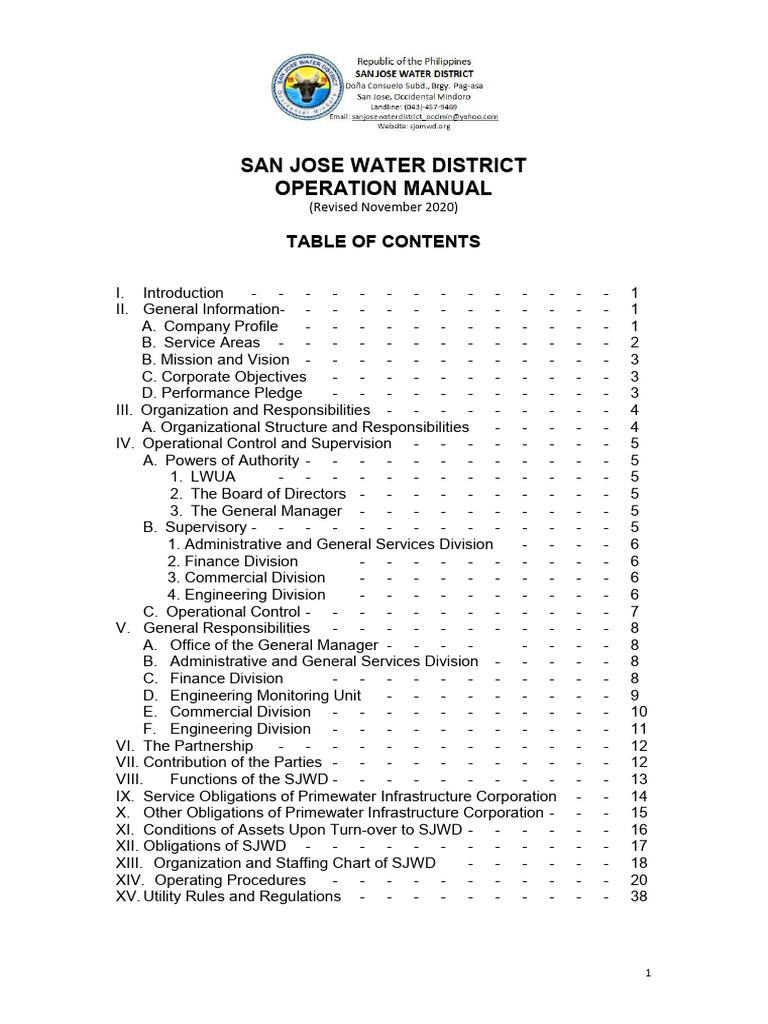 SJWD Operations Manual Overview | PDF | Taxes | Business