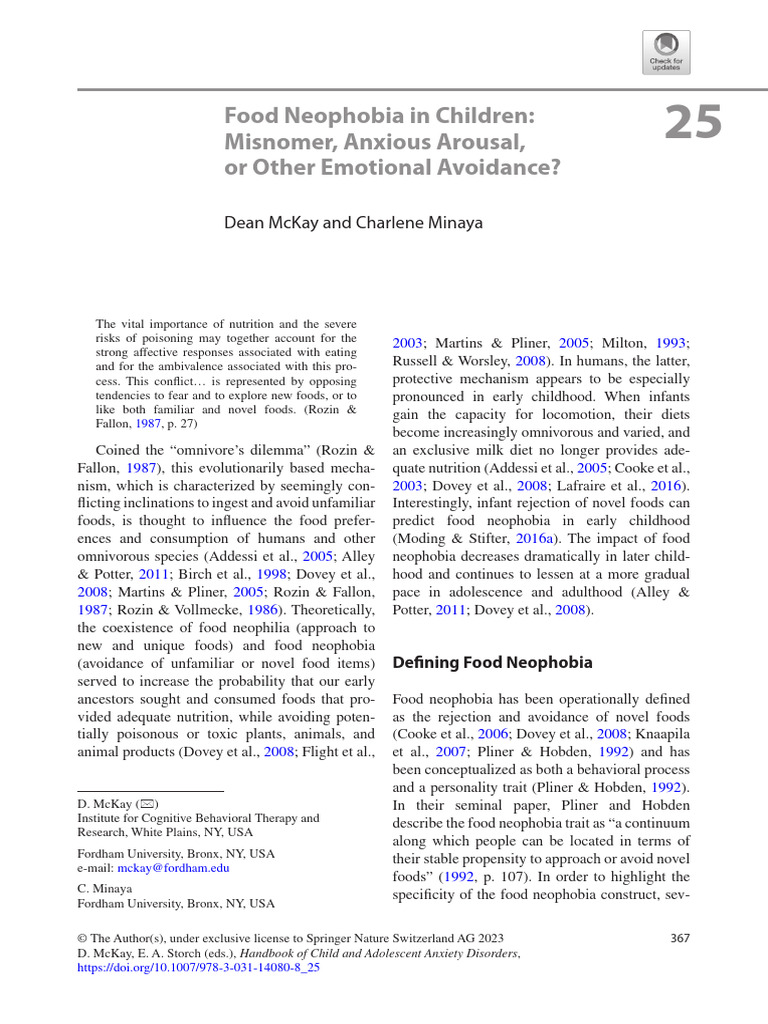 Understanding Food Neophobia in Children | PDF | Anorexia Nervosa | Disgust