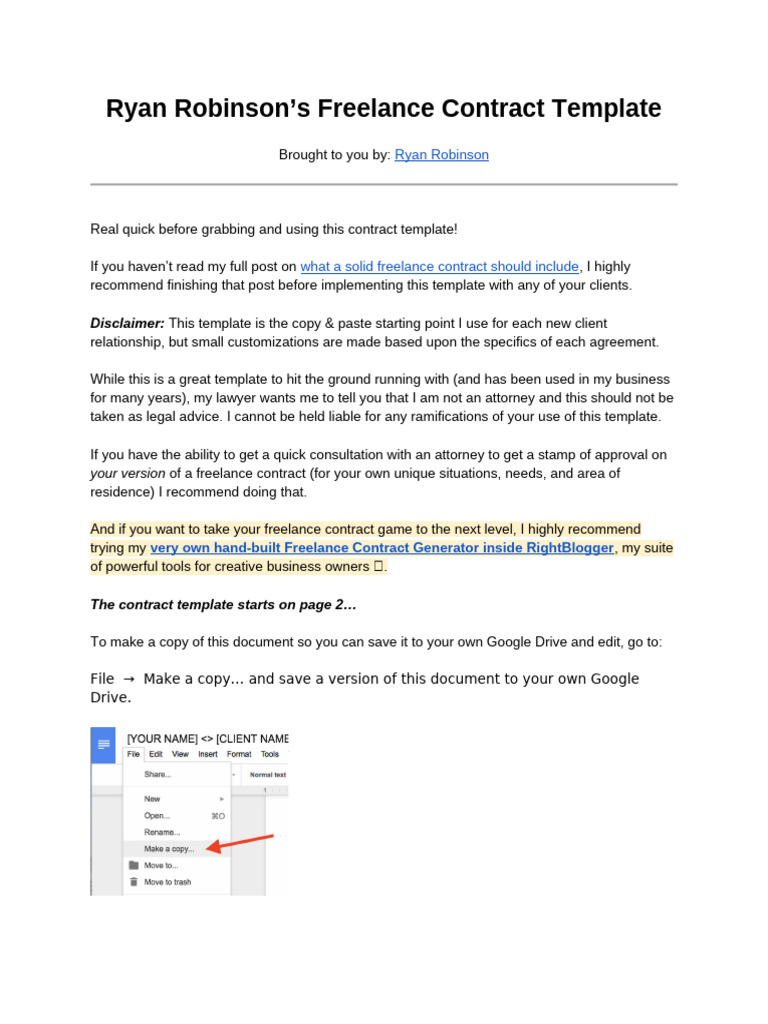 Freelance Contract Template by Ryan Robinson | PDF | Business Law ...
