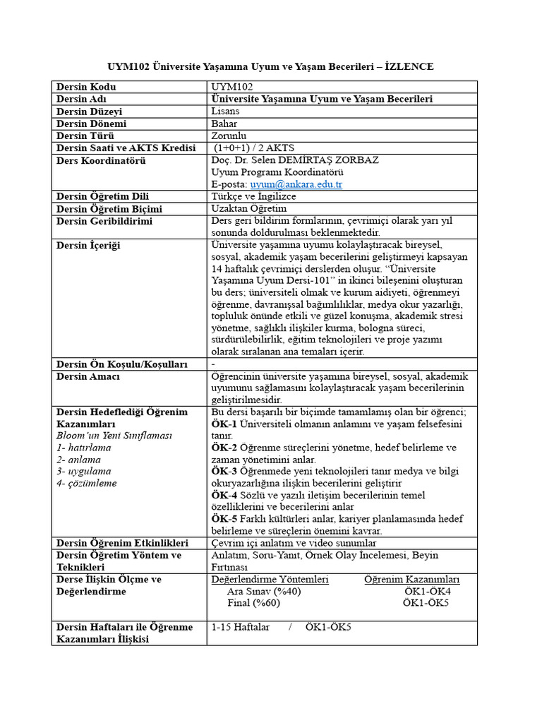 2025 Uym 102 İzlence | PDF