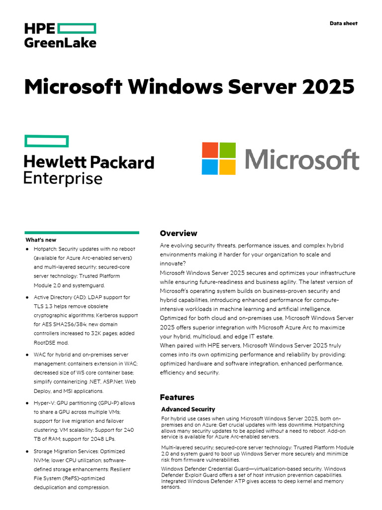Microsoft+Windows+Server+2025+Data+Sheet PSN1014856501WWEN | PDF ...