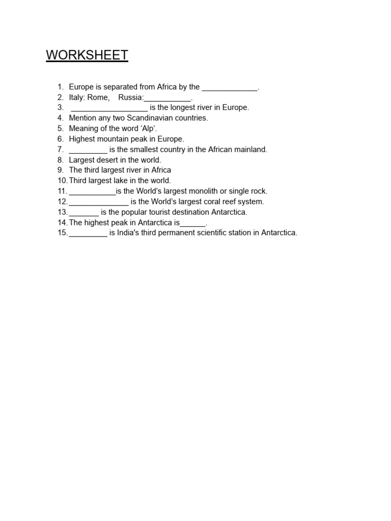 Geography Quiz Worksheet | PDF