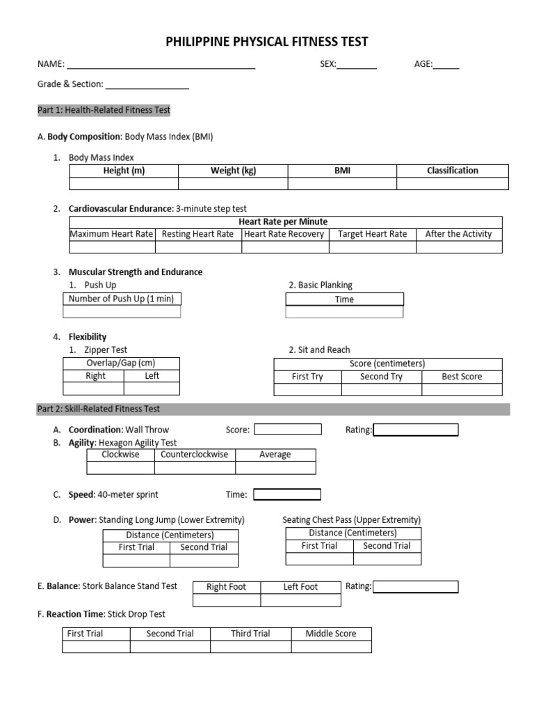 Philippine Physical Fitness Assessment | PDF