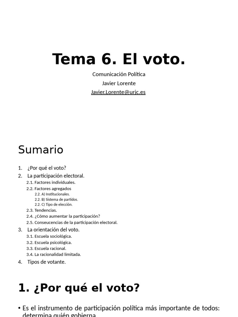 Importancia y Tipos de Voto en Democracia | PDF | Participación ...