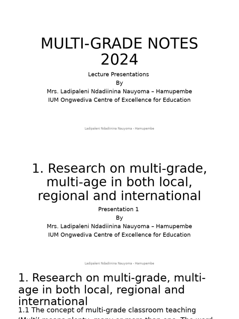 Multi-Grade Classroom Teaching Notes 2024 | PDF | Learning Styles ...