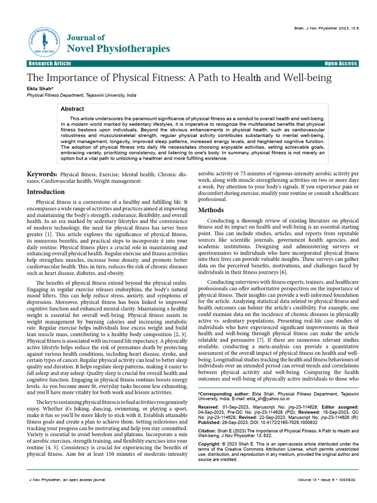 The Importance of Physical Fitness A Path To Health and Wellbeing | PDF ...