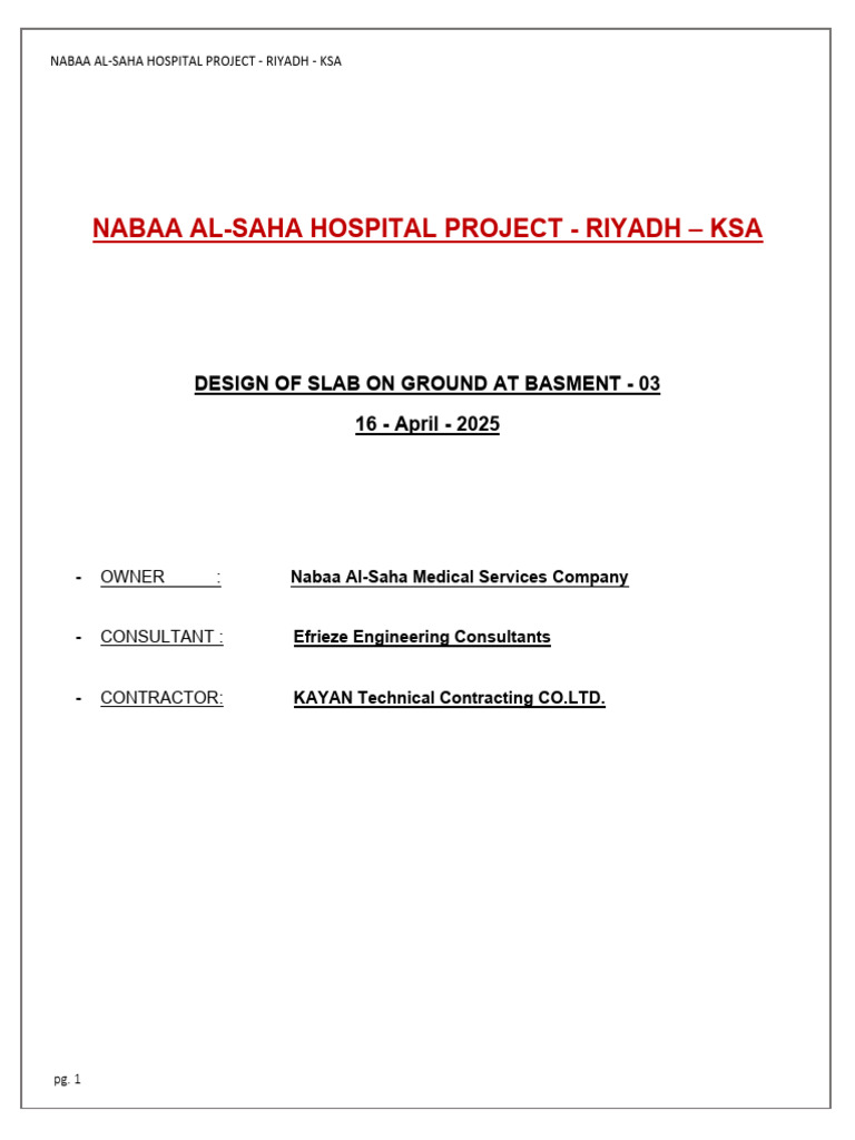SOG Design for Nabaa Al-Saha Hospital | PDF | Strength Of Materials ...
