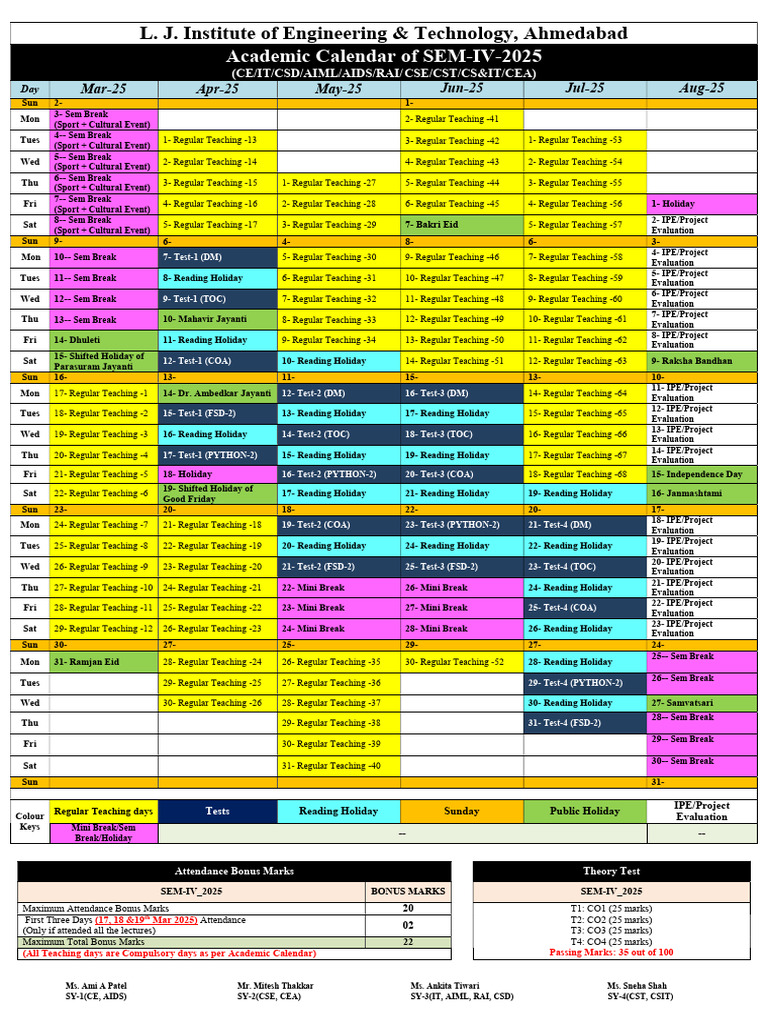 Final - SEM-4 - Academic Calendar 2025 - SY | PDF