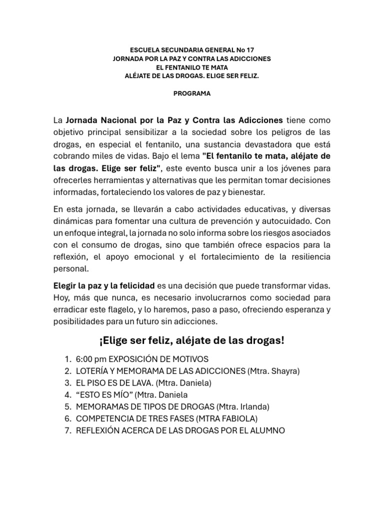 Jornada Nacional por la Paz 2025 | PDF