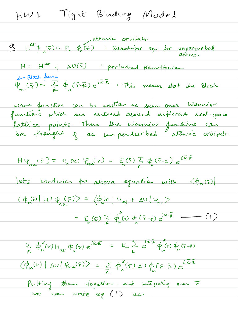Tight Binding Model in Quantum Mechanics | PDF | Physical Chemistry ...