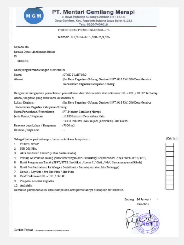 Permohonan UKL UPL | PDF
