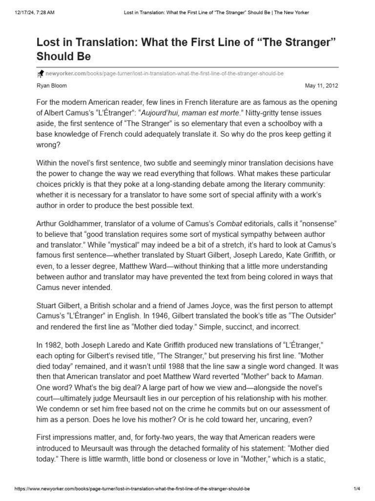 Lost+in+Translation +What+the+First+Line+of+ The+Stranger +Should+Be+ ...