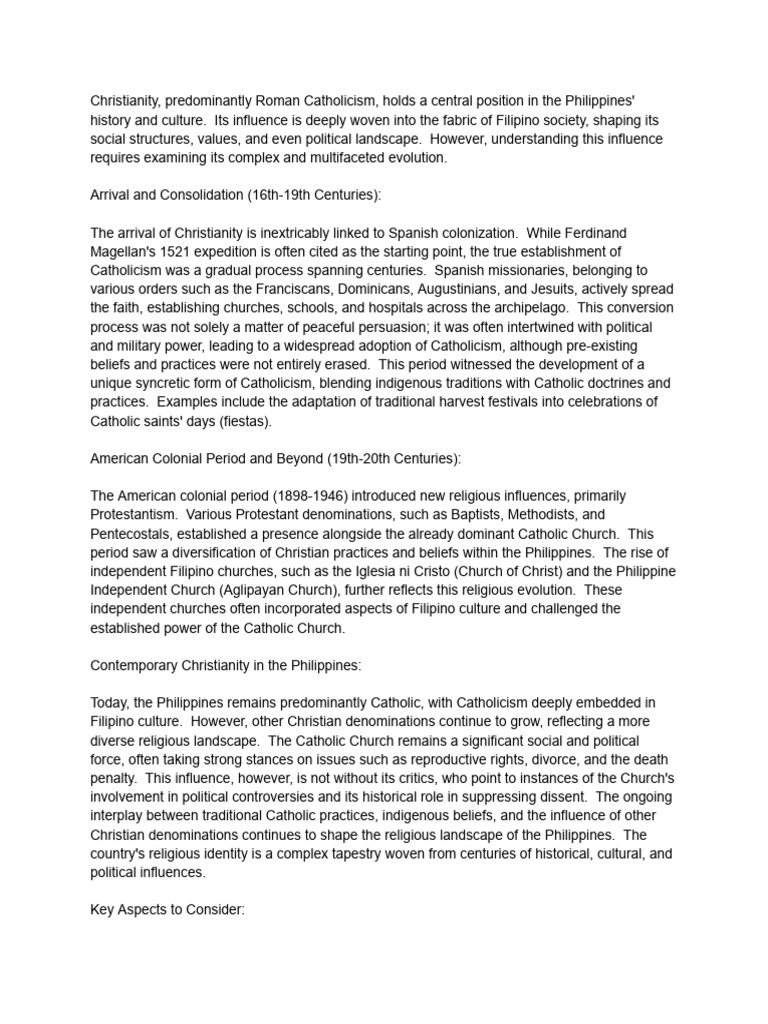 Evolution of Catholicism in the Philippines | PDF | Catholic Church ...