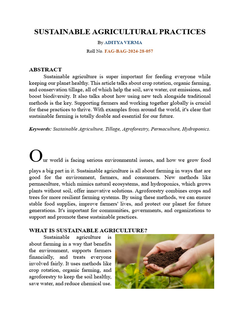 Sustainable Agricultural Practices Pdf Agriculture Sustainable