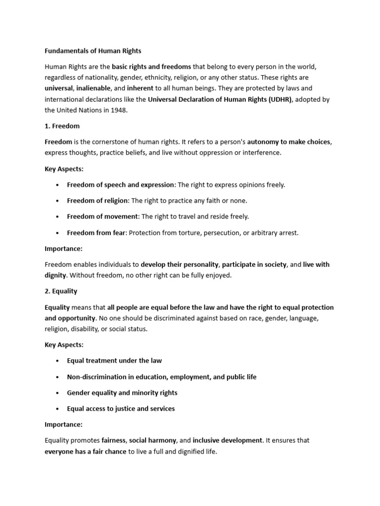 Fundamental of Human Rights | PDF | Human Rights | Social Equality