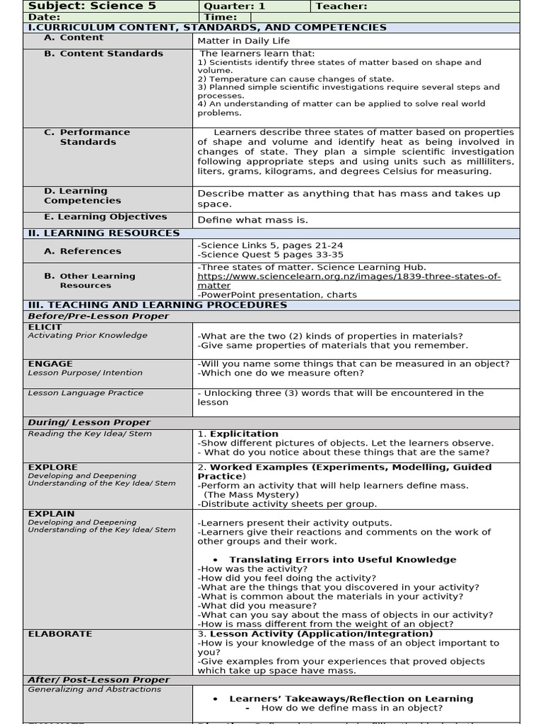 Understanding Matter and Mass in Science | PDF | Learning | Matter