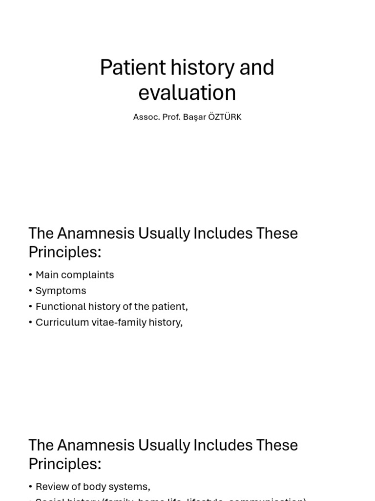 Patient History and Evaluation | PDF