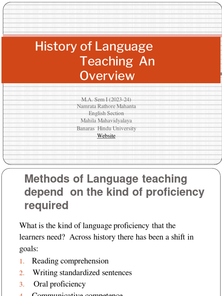History of Language Teaching Methods | PDF | Language Education | Human ...