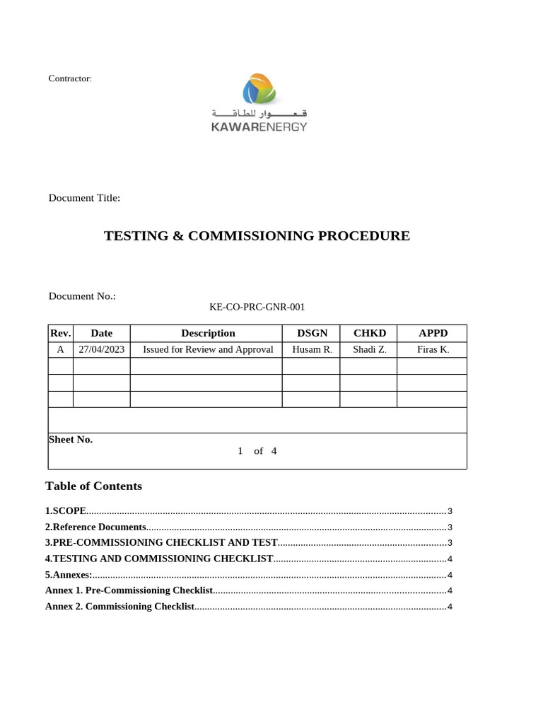 Testing & Commissioning Procedure Guide | PDF | Solar Panel | Power ...