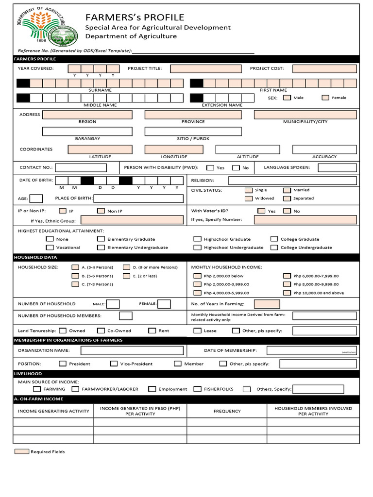 Farmers Profile Registration Form | PDF | Agriculture | Food Industry