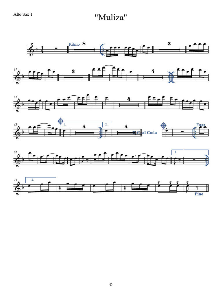 Muliza - Alto Sax 1 | PDF