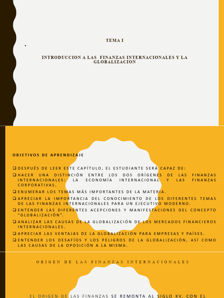Tema I Introduccion A Las Finanzas Internacionales y La Globalizacion ...