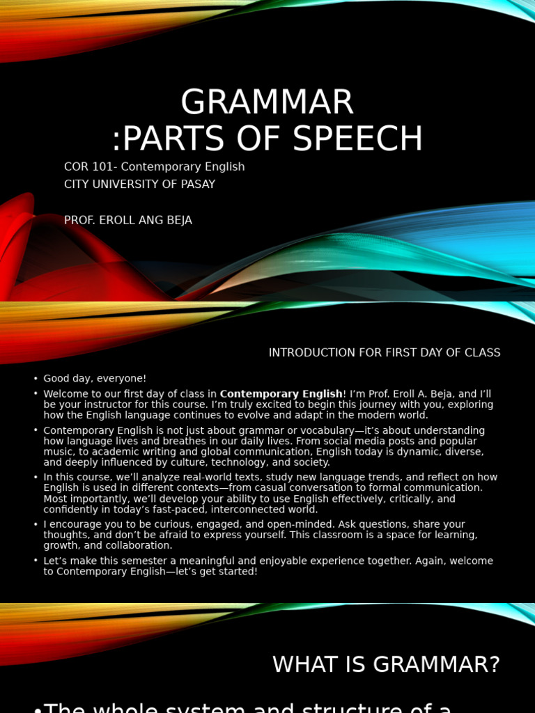 Parts of Speech Noun | PDF | Verb | English Language