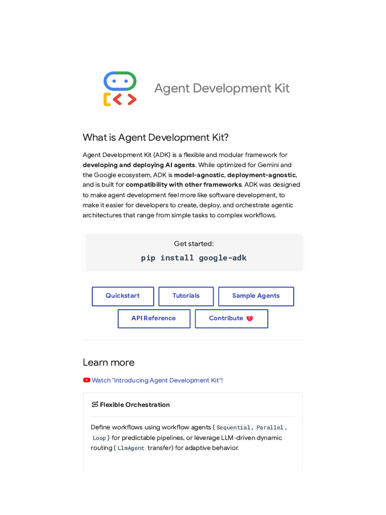 Agent Development Kit Quickstart Guide | PDF | Computer File | Python ...