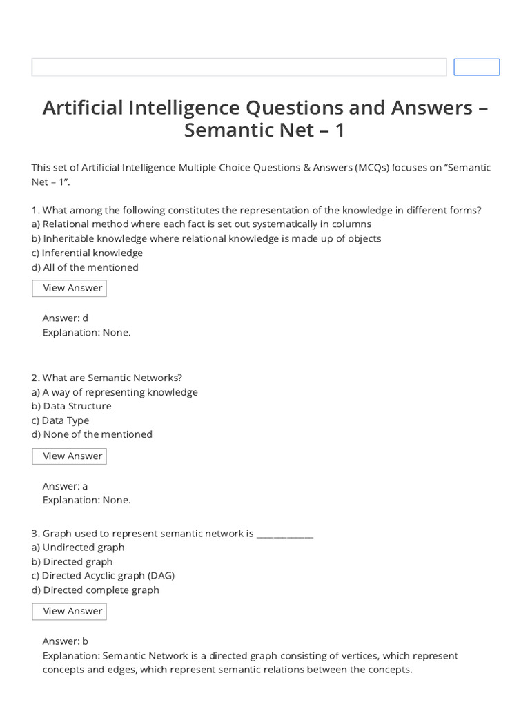 AI Semantic Networks MCQs Guide | PDF