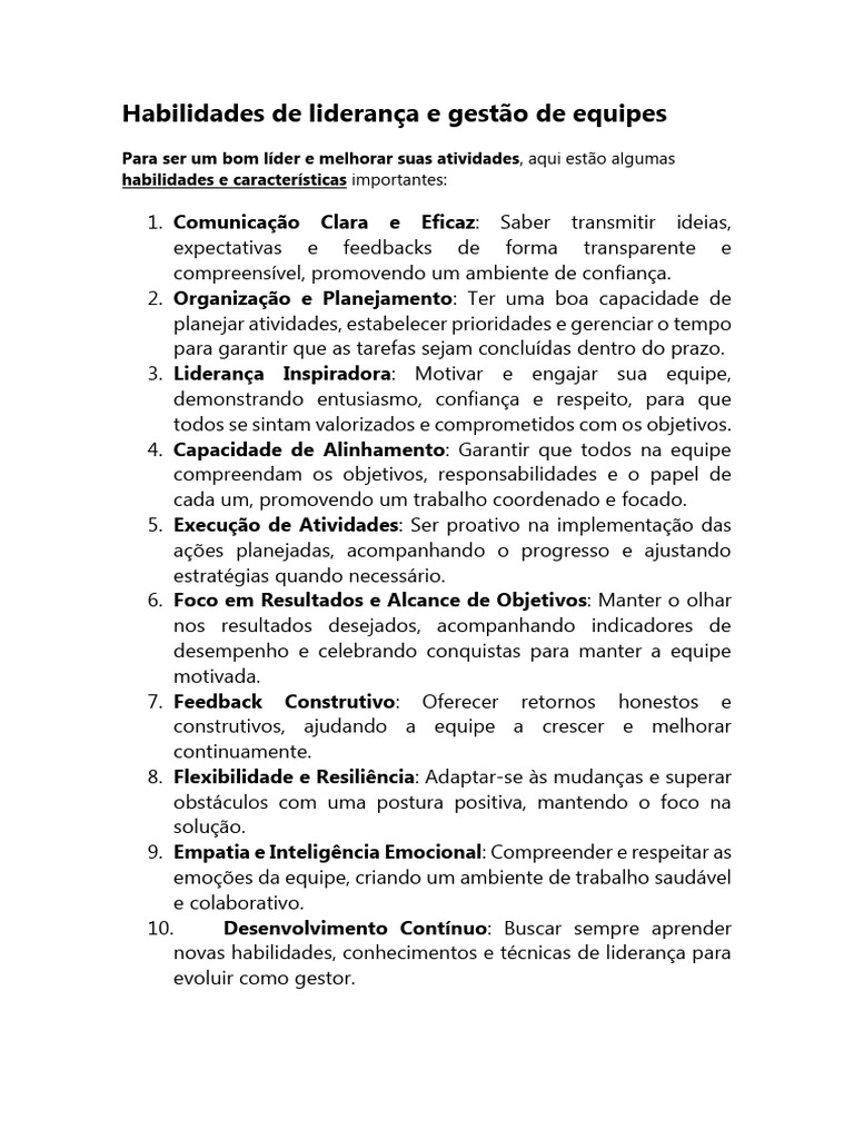 Habilidades Essenciais de Liderança | PDF