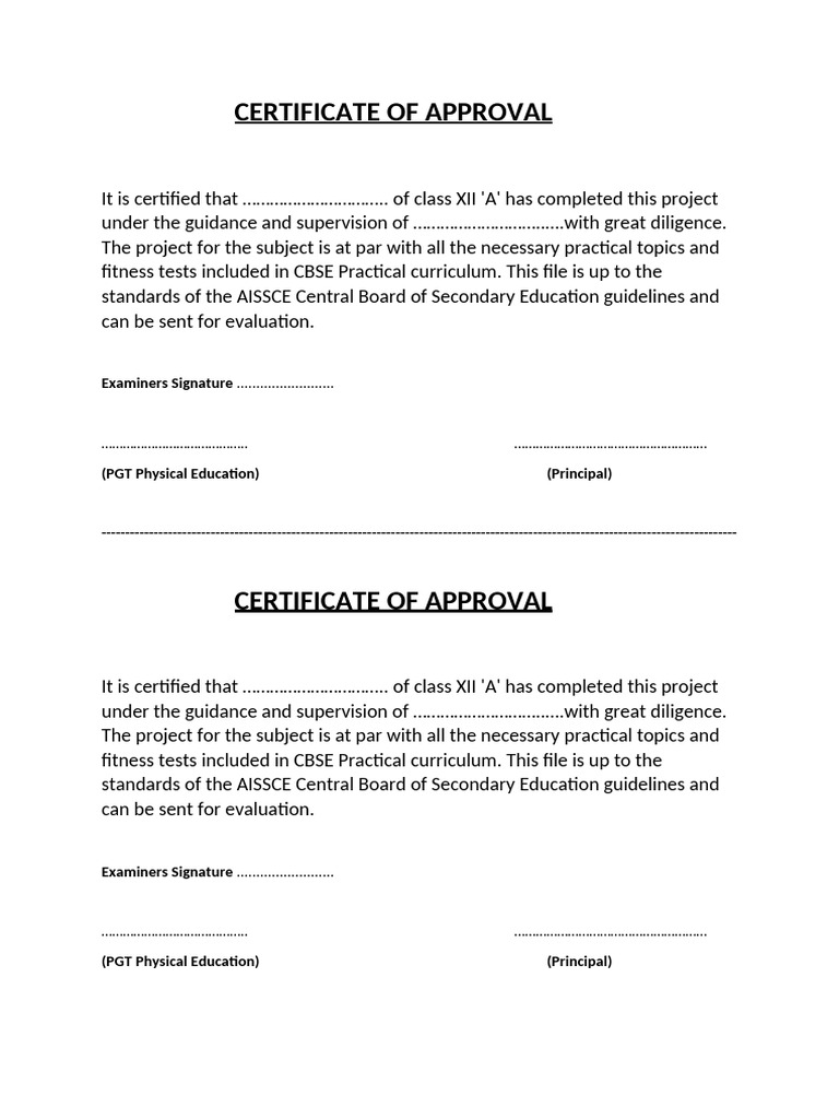 Certificate of Approval | PDF
