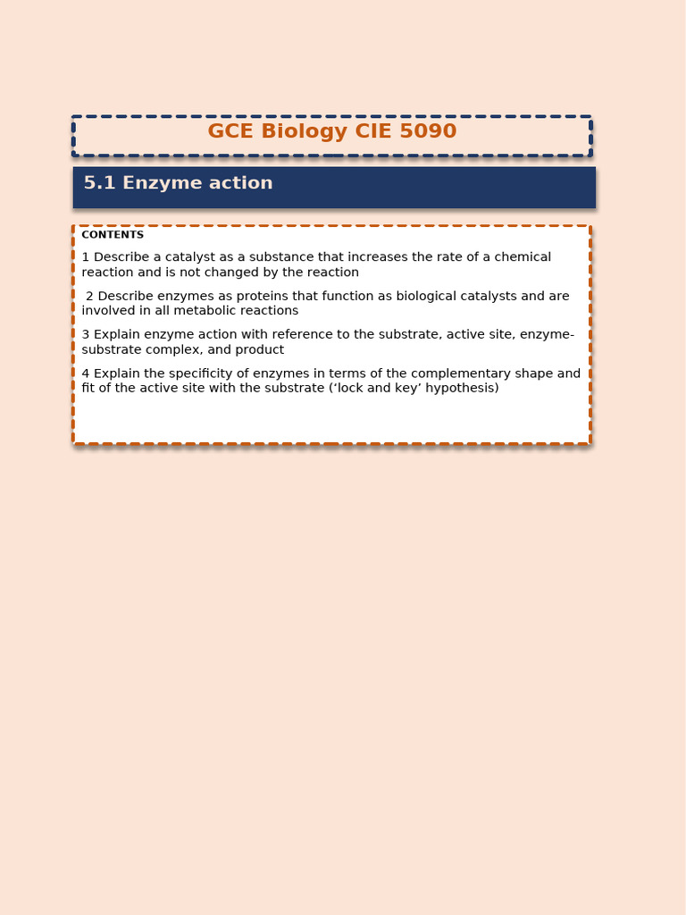 Enzyme Action and Specificity in Biology | PDF | Enzyme | Active Site