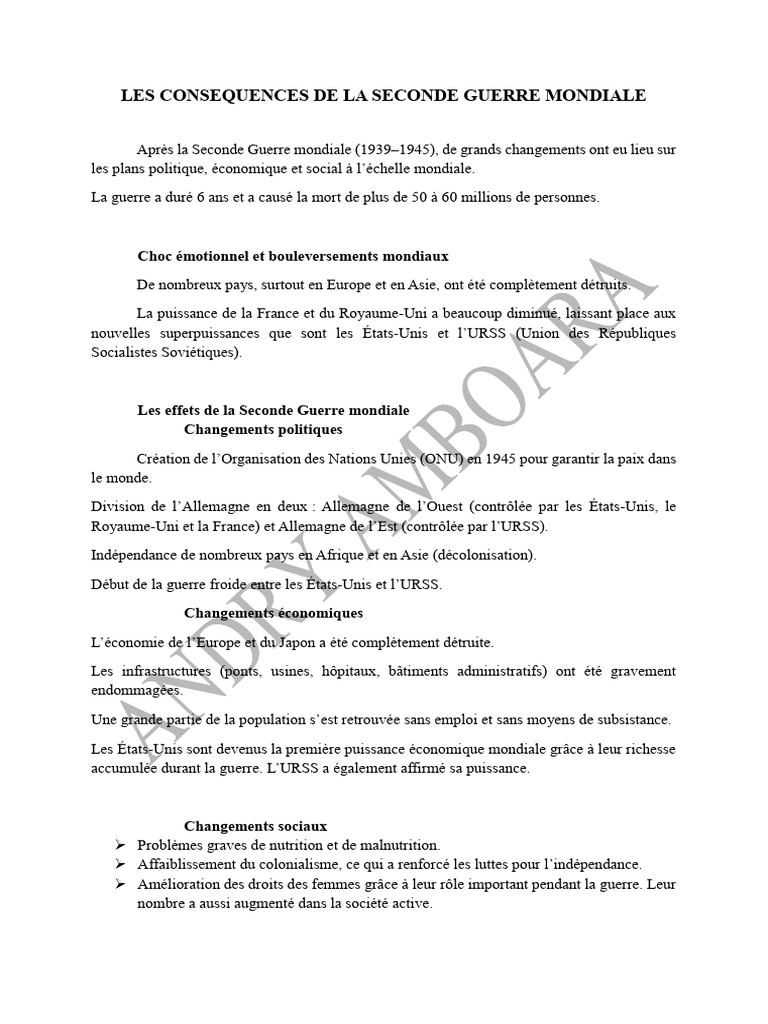 Conséquences de la Seconde Guerre mondiale | PDF | Guerre froide ...