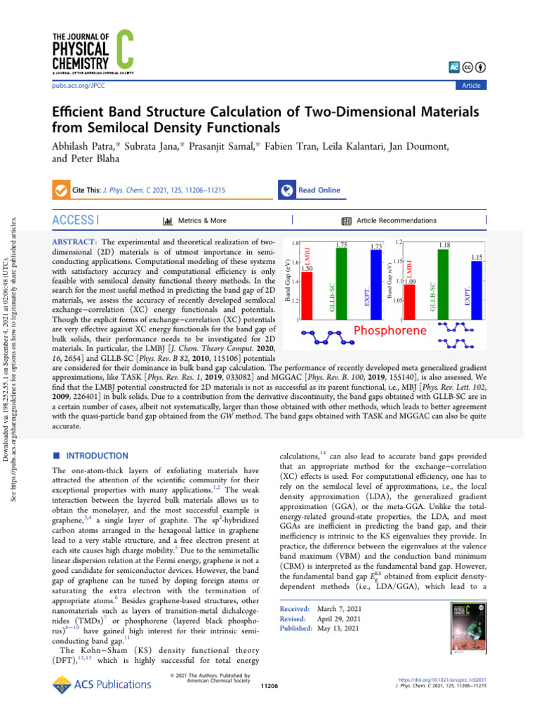 Efficient Band Structure Calculation of | PDF | Density Functional ...